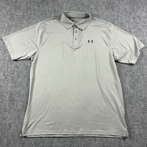 Under Armour Polo Shirt Mens XXL Gray New With Imperfections HeatGear Loose Fit